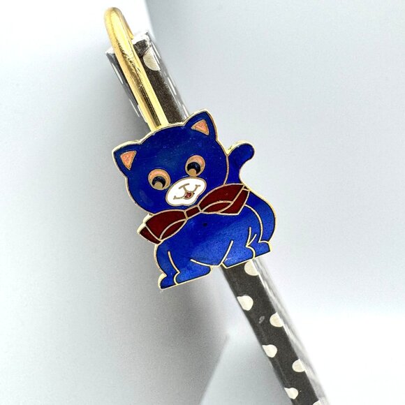 Cloisonné Set Of 2 Enamel Bookmarks Cat Panda Bear Gold-Toned Metal Multicolor - Picture 6 of 6